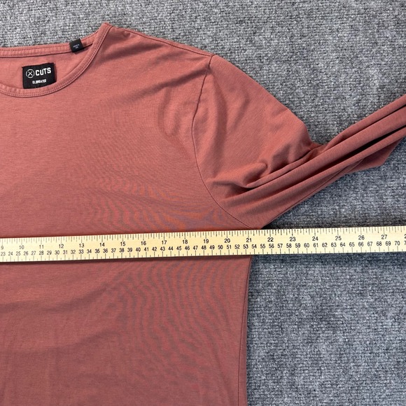 Cuts Pyca Pro Elongated Long Sleeve Tee Crew Neck Hem Stretch Shirt Men's L Red - Picture 8 of 11